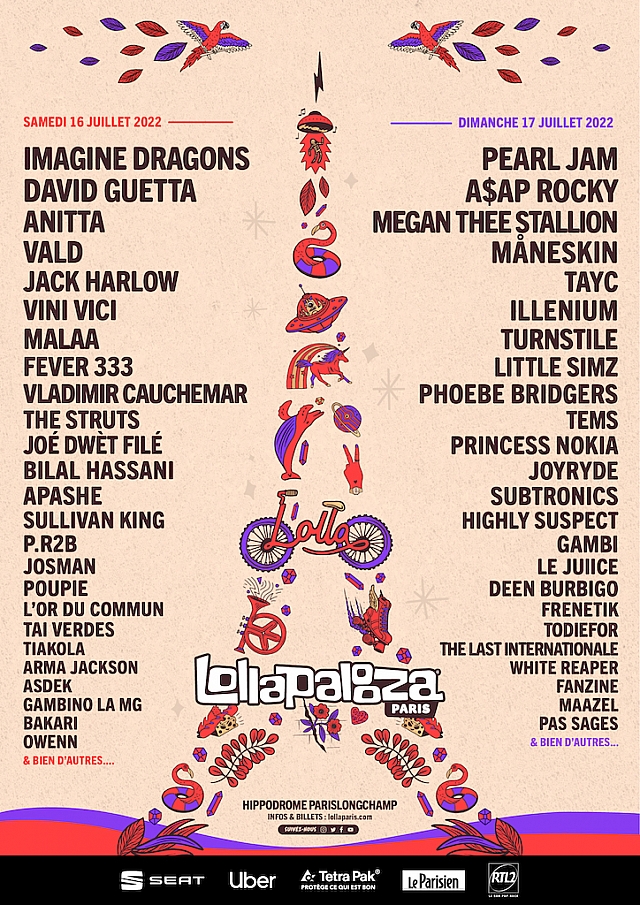 Lollapalooza Paris Festival France 2024 Guide, Programmation